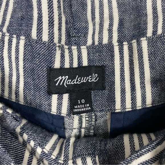 Madewell linen blend paperbag waist indigo stripe pants - Picture 7 of 9